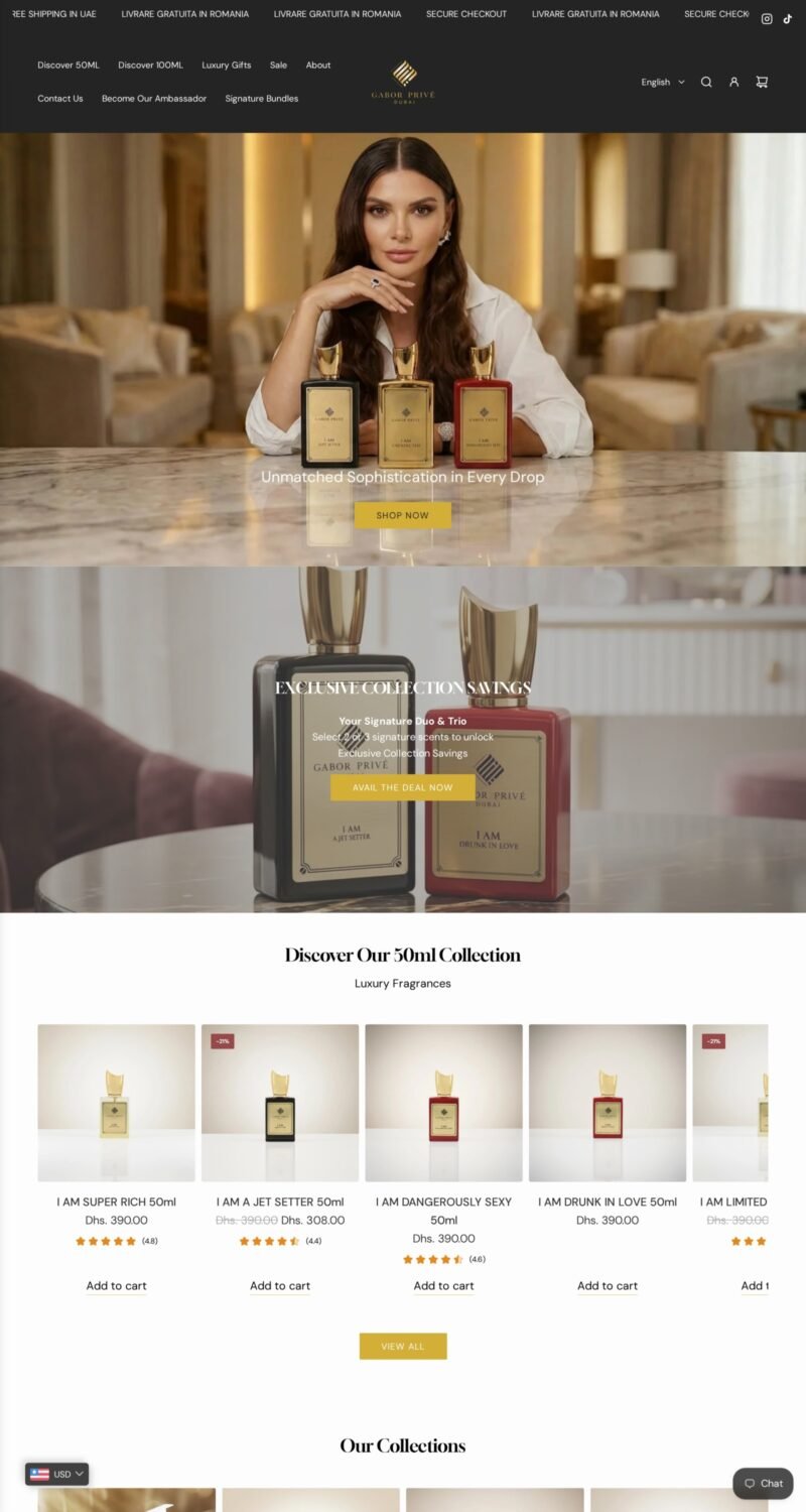 Gabor Prive website on desktop