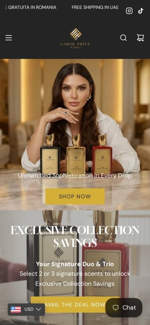 Gabor Prive website on mobile