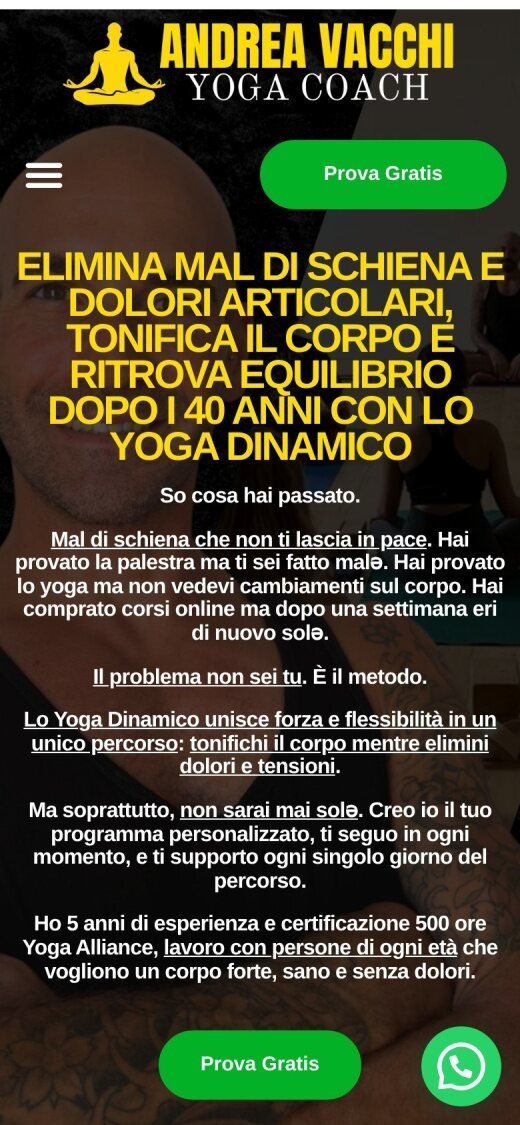 Andrea Vacchi website on mobile