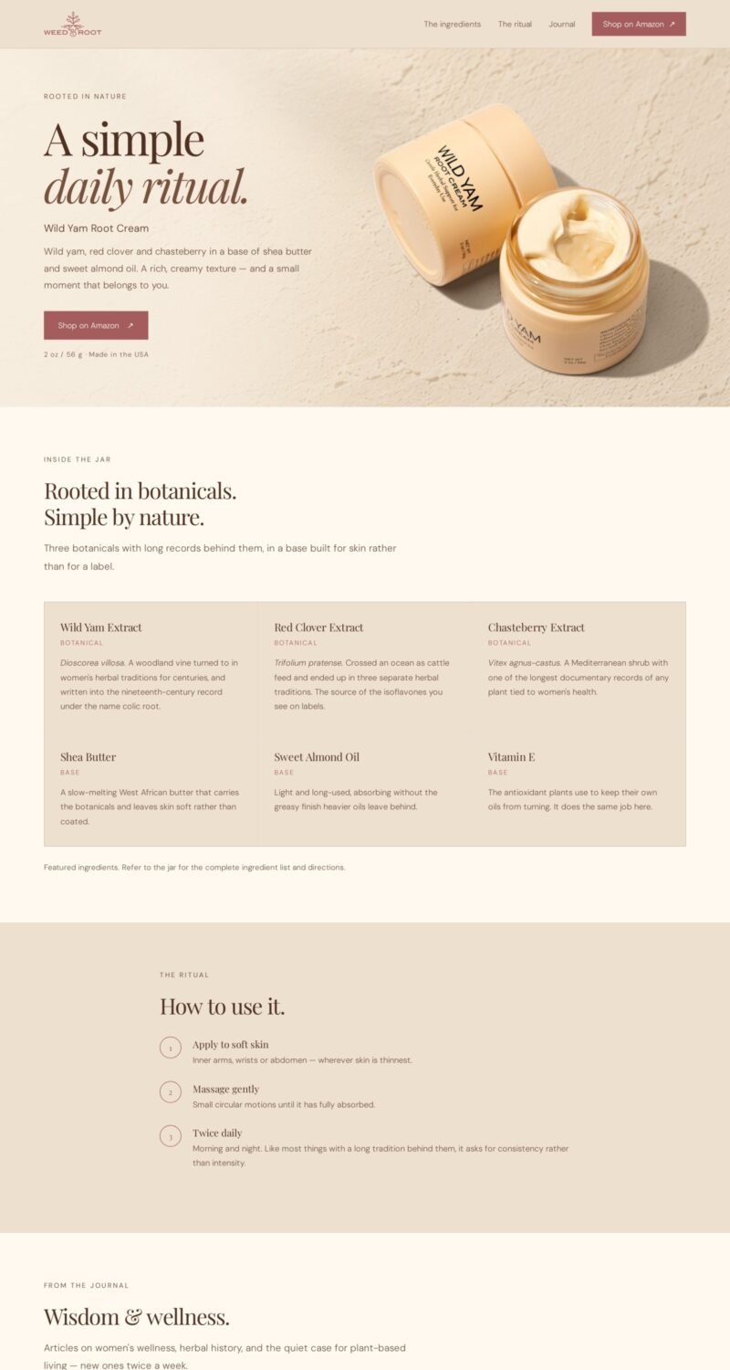 Weed And Root website on desktop