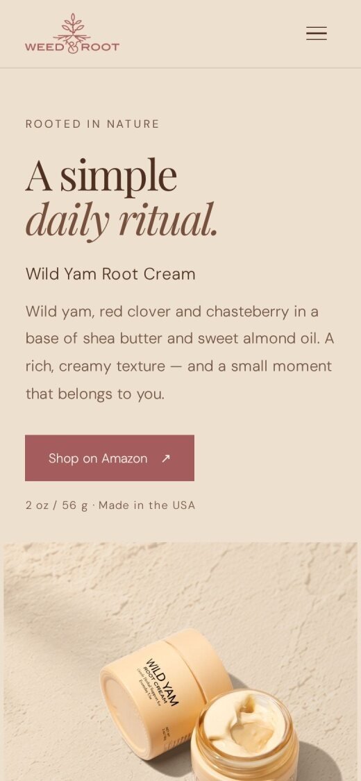 Weed And Root website on mobile