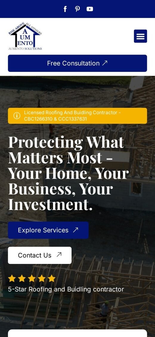 Aumento Solutions LLC website on mobile
