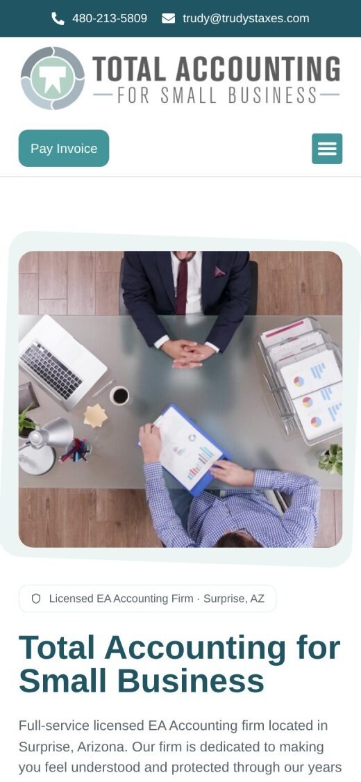 Trudy’s Taxes & Bookkeeping website on mobile