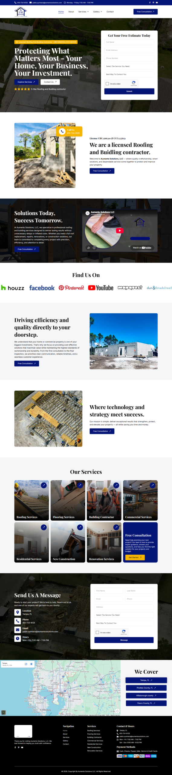 Aumento Solutions LLC website on desktop